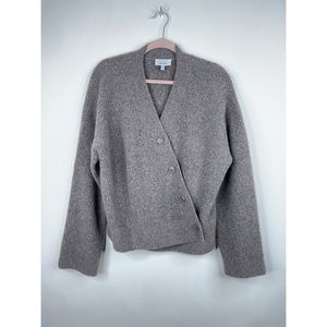 & Other Stories Sweater Relaxed Asymmetrical Knit Cardigan Brown Wool Tan Small